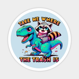 Racoon riding a T-Rex Magnet